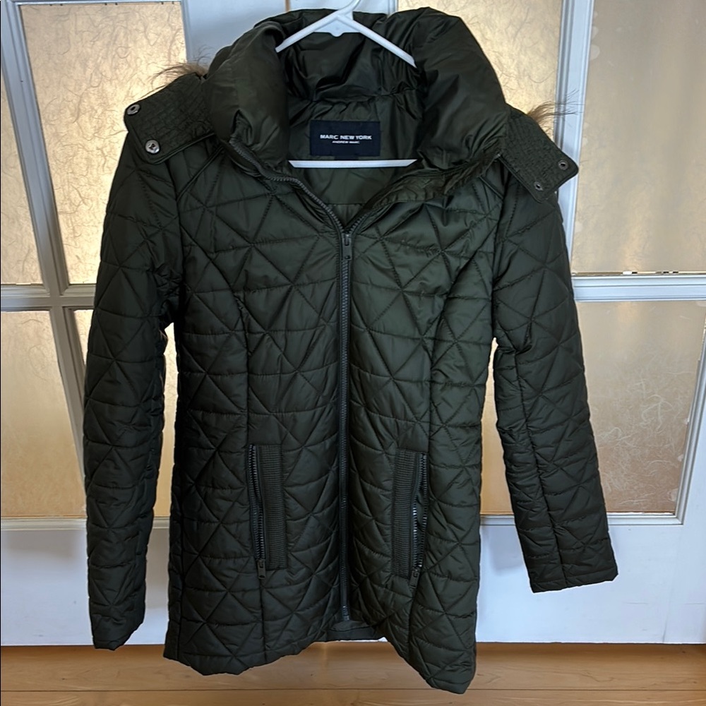 Michael Kors Green Puffer Jacket with Hood